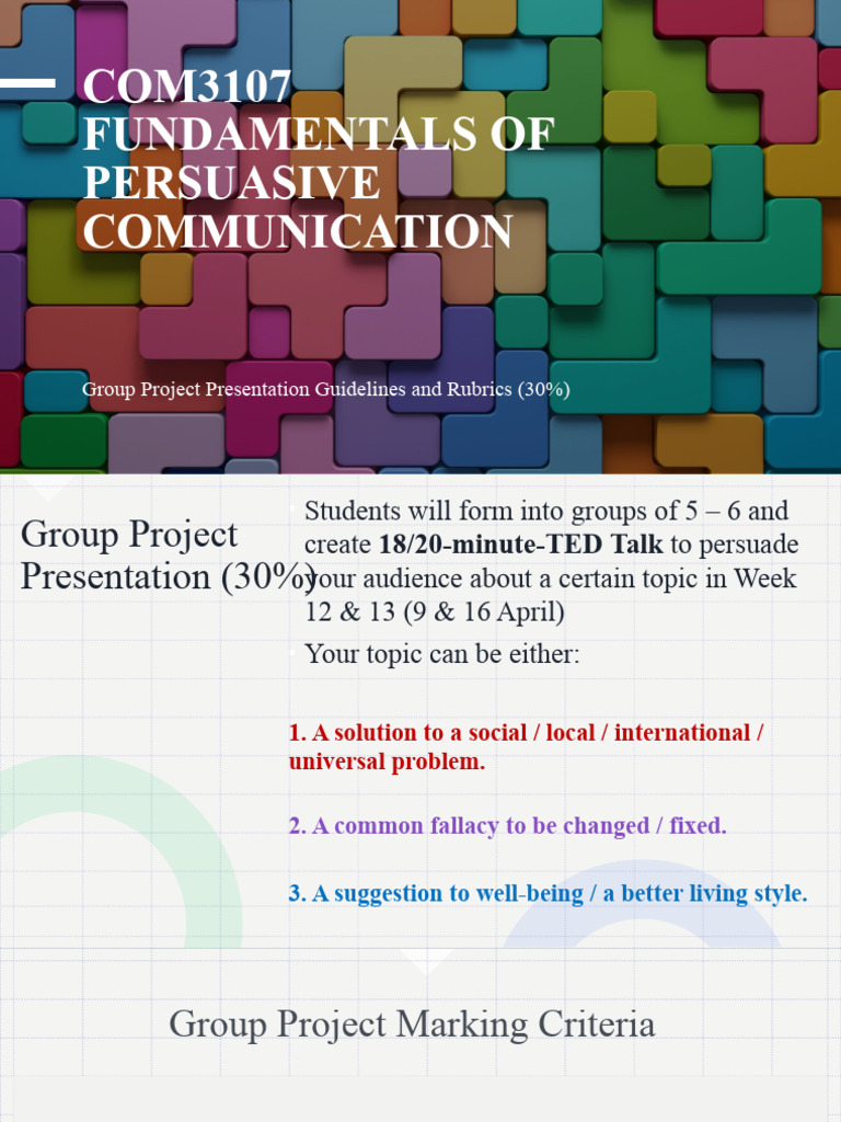 Group Project Guidelines for Persuasive Talks | PDF