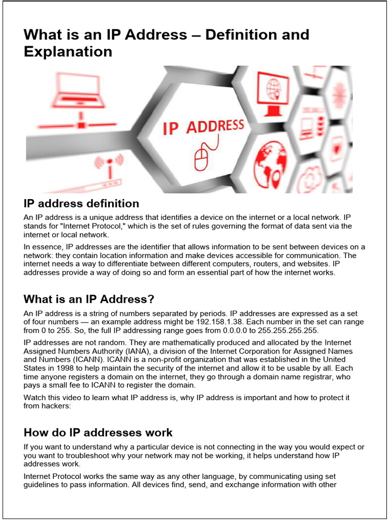 What Is An IP Address - Definition and Explanation | PDF | Ip Address ...