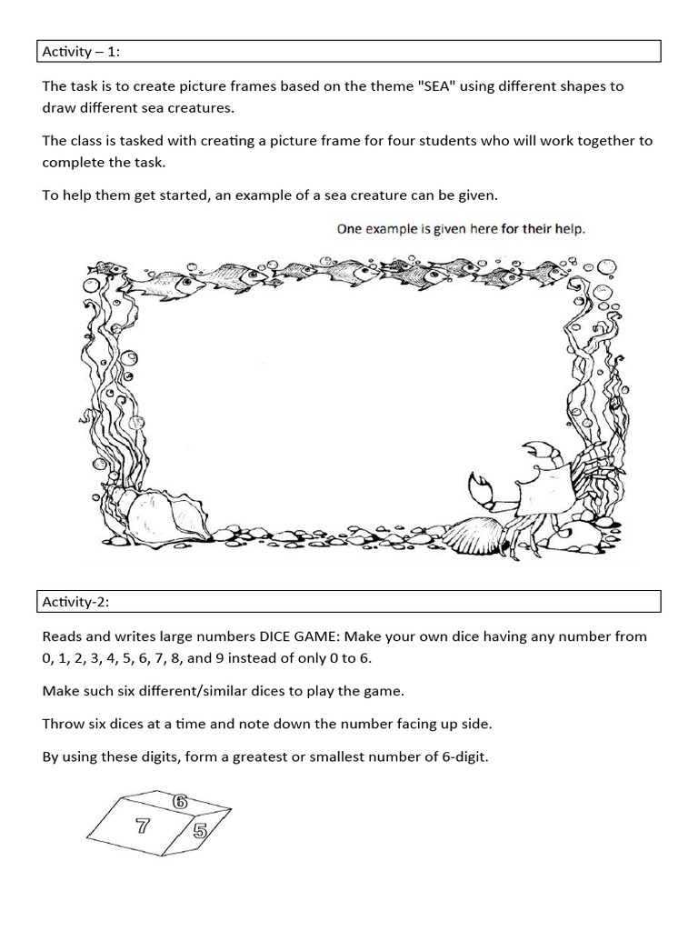 Sea-Themed Math and Art Activities | PDF | Speed