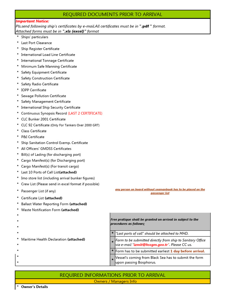 Pre-Arrival Documentation 2021 - DILISKELESI | PDF | Ships | Cargo Ship