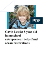 Gavin Lewis - 8 Year Old Home School Entrepreneur Helps Fund Ocean Restorations