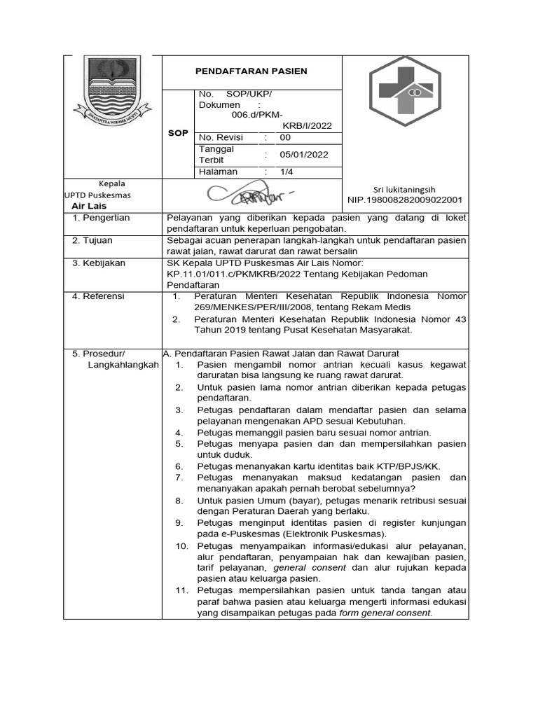 (R) Sop Pendaftaran Ok | PDF