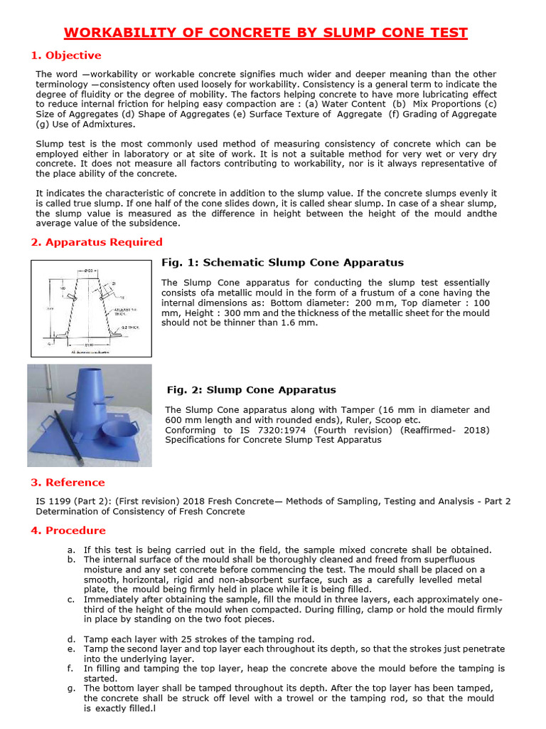Workability of Concrete by Slump Cone Test (Vinay Pandey) | PDF ...