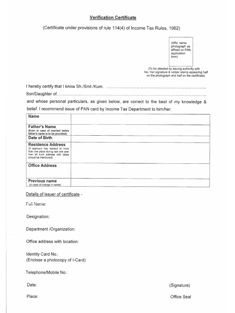 Pan Correction Certificate | PDF