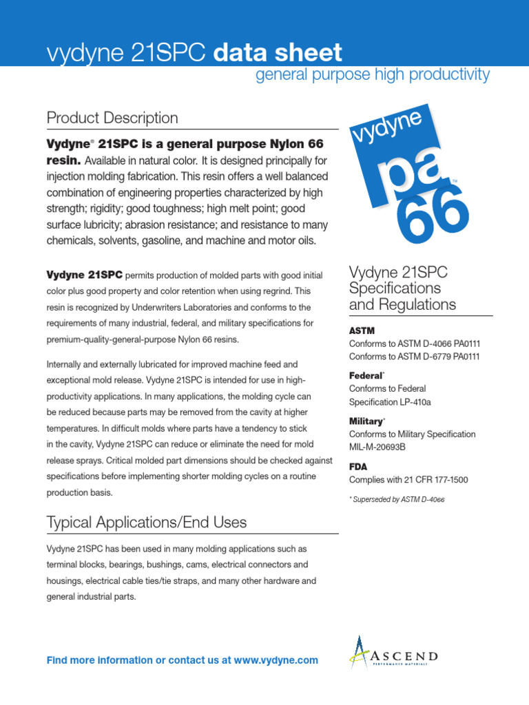 Vydyne 21 SPC | PDF | Strength Of Materials | Applied And ...