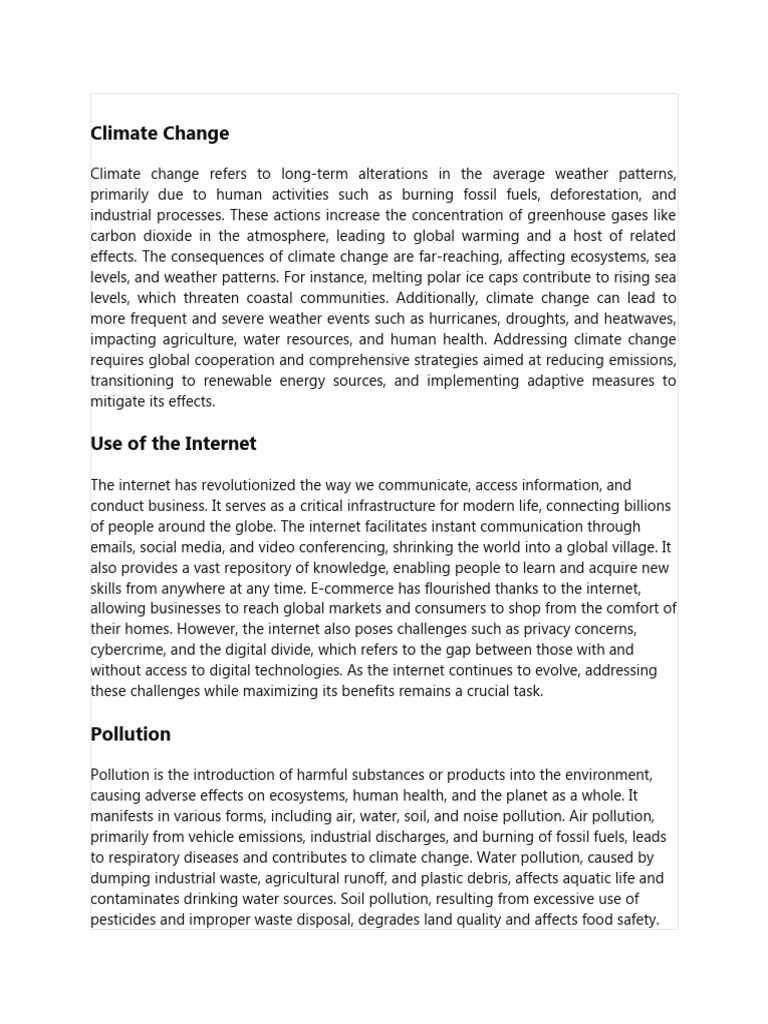 Paragraphs For Transcription | PDF | Climate Change | Pollution