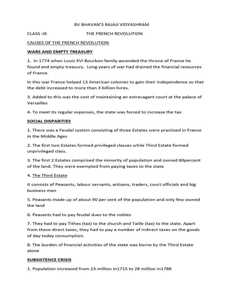 Causes of the French Revolution | PDF | Reign Of Terror | Maximilien ...