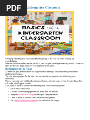 20 Basics of a Kindergarten Classroom