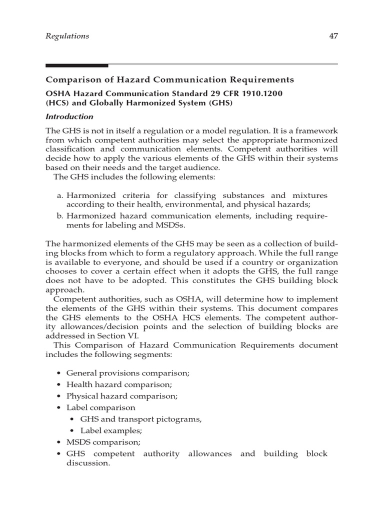OSHA vs GHS Hazard Communication Guide | PDF | Occupational Safety And ...