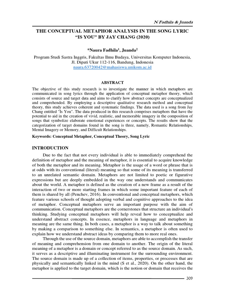 Metaphor Analysis in Jay Chang's 