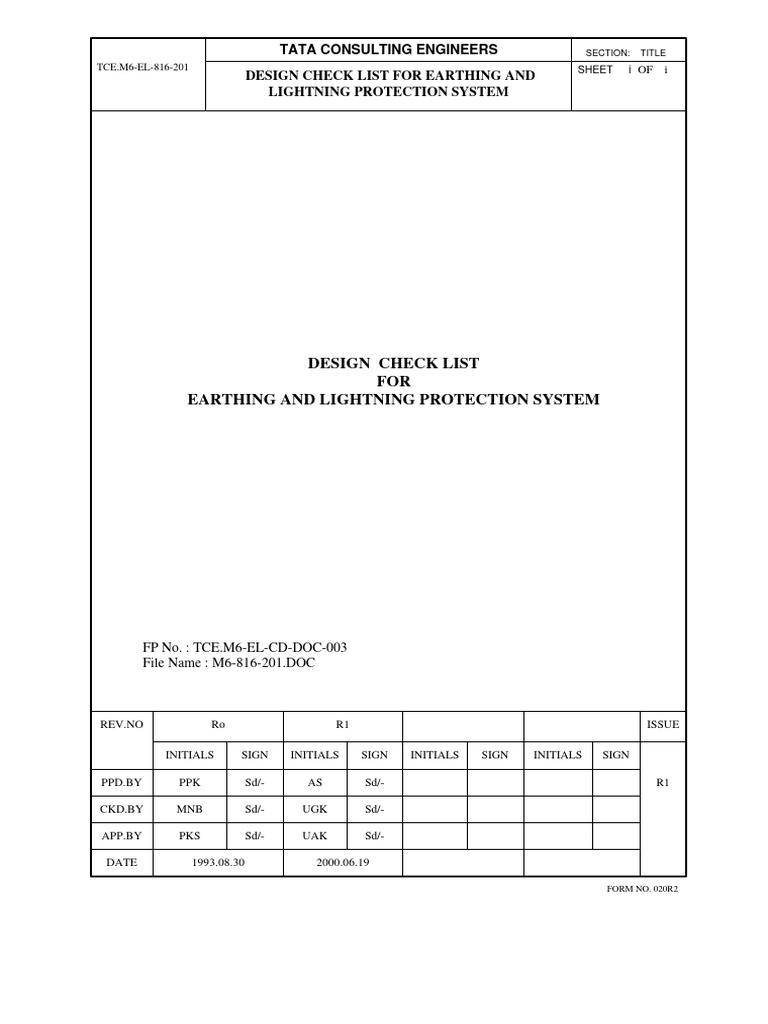 Earthing & Lightning Protection Design Checklist | PDF | Manufactured ...