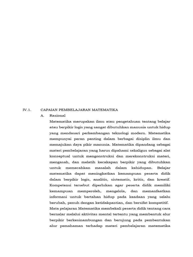 Capaian Pembelajaran Matematika Kelas 6 | PDF | Karier & Perkembangan ...