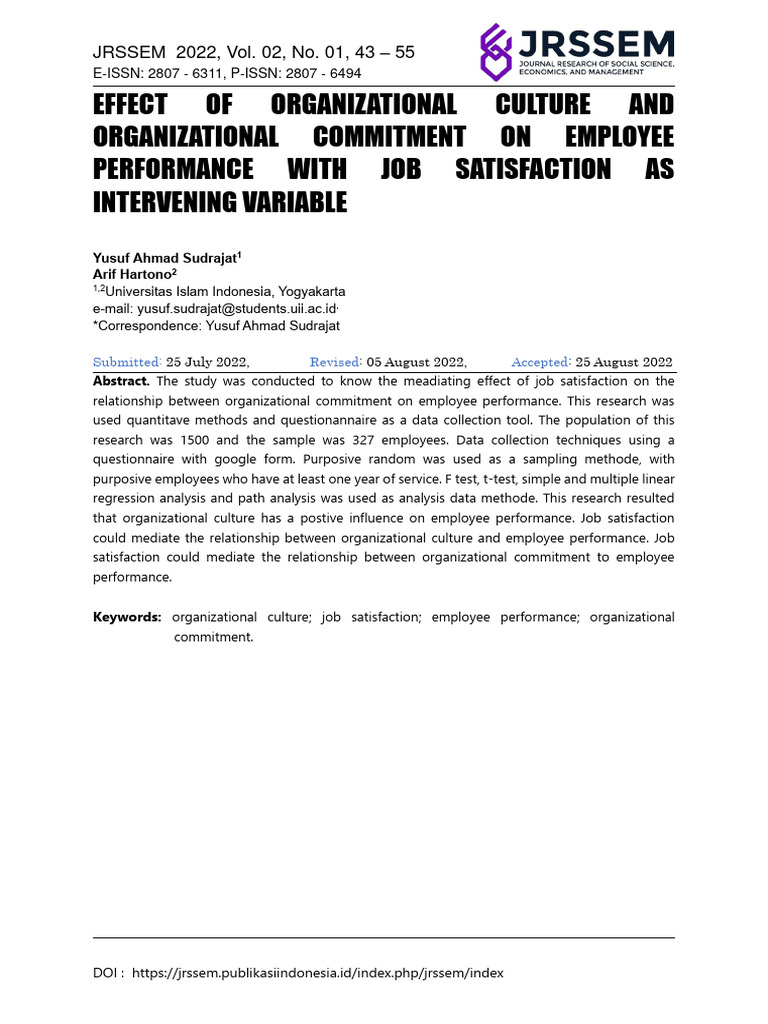 Impact of Culture on Employee Performance | PDF | Job Satisfaction ...