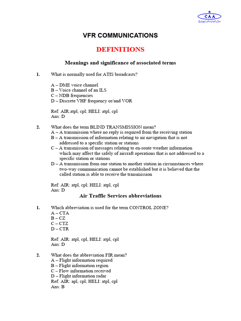 13.Vfr Communication | PDF | Transponder (Aeronautics) | Aviation
