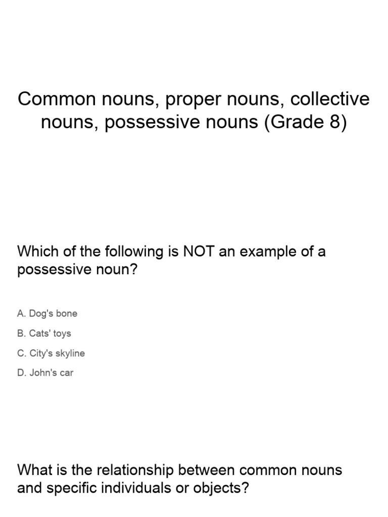 Noun Types: Common, Proper, Collective, Possessive | PDF | Noun ...