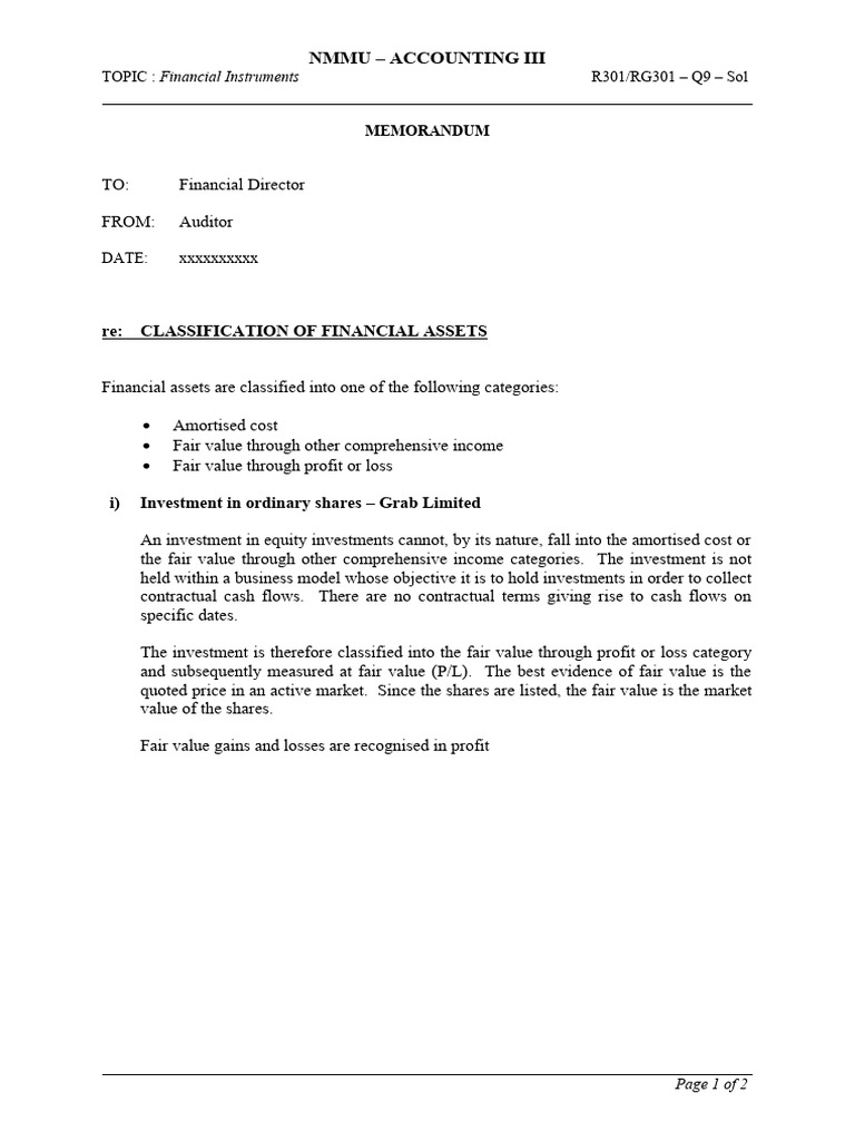 Classification of Financial Assets Guide | PDF | Fair Value | Investing
