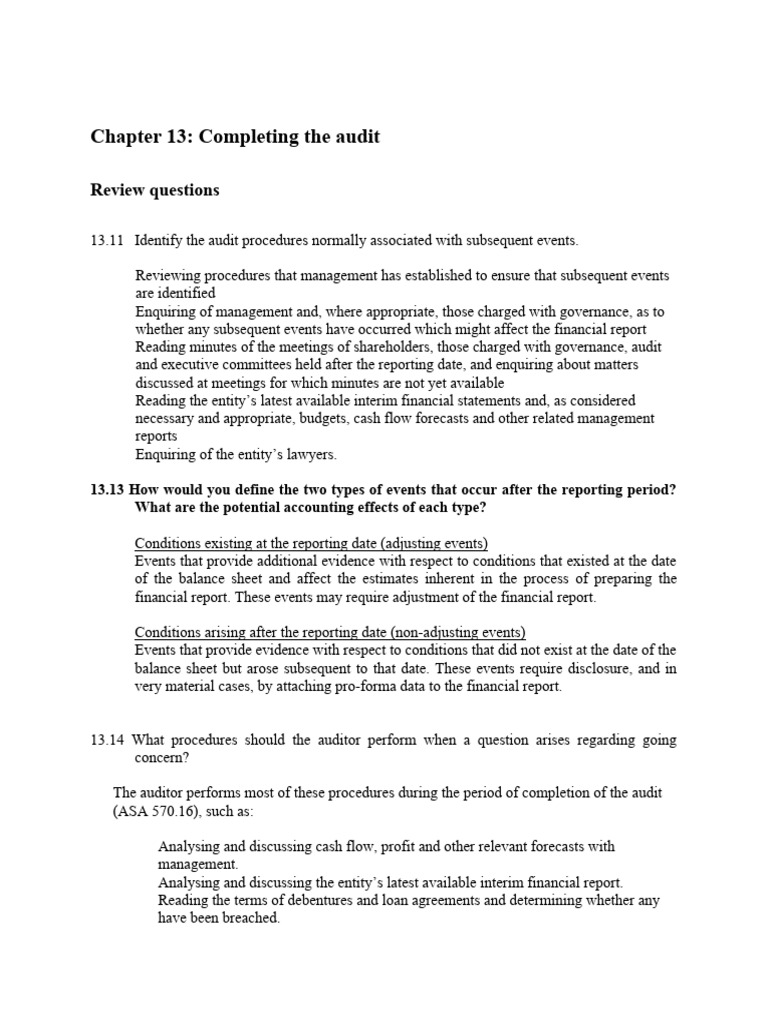 Chapter 13 Tut Questions W Solutions | PDF | Auditor's Report ...