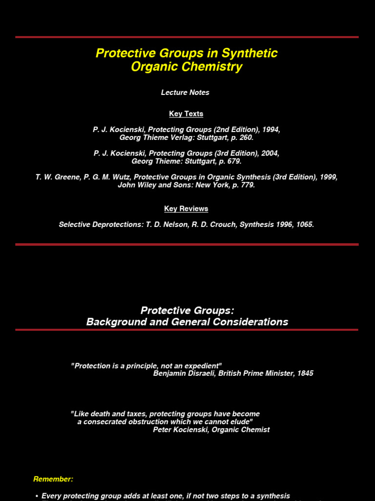 Protective Groups in Organic Synthesis | PDF | Chlorine | Organic Chemistry