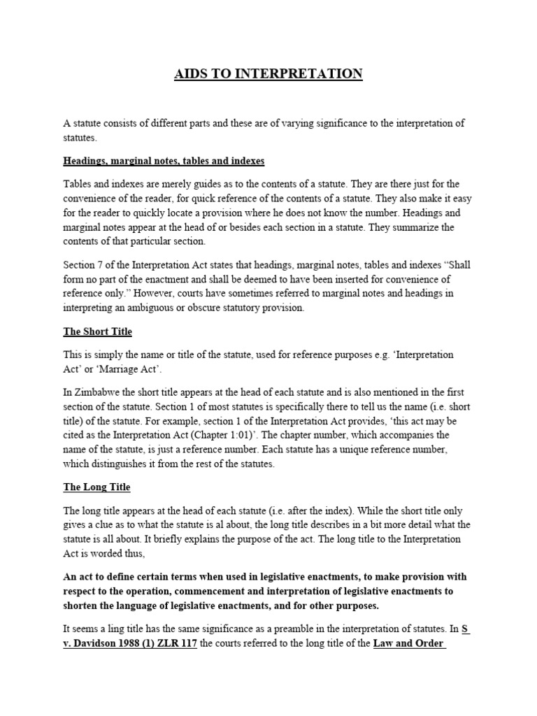 5. AIDS TO INTEPRETATION | PDF | Statutory Interpretation | Statutory Law