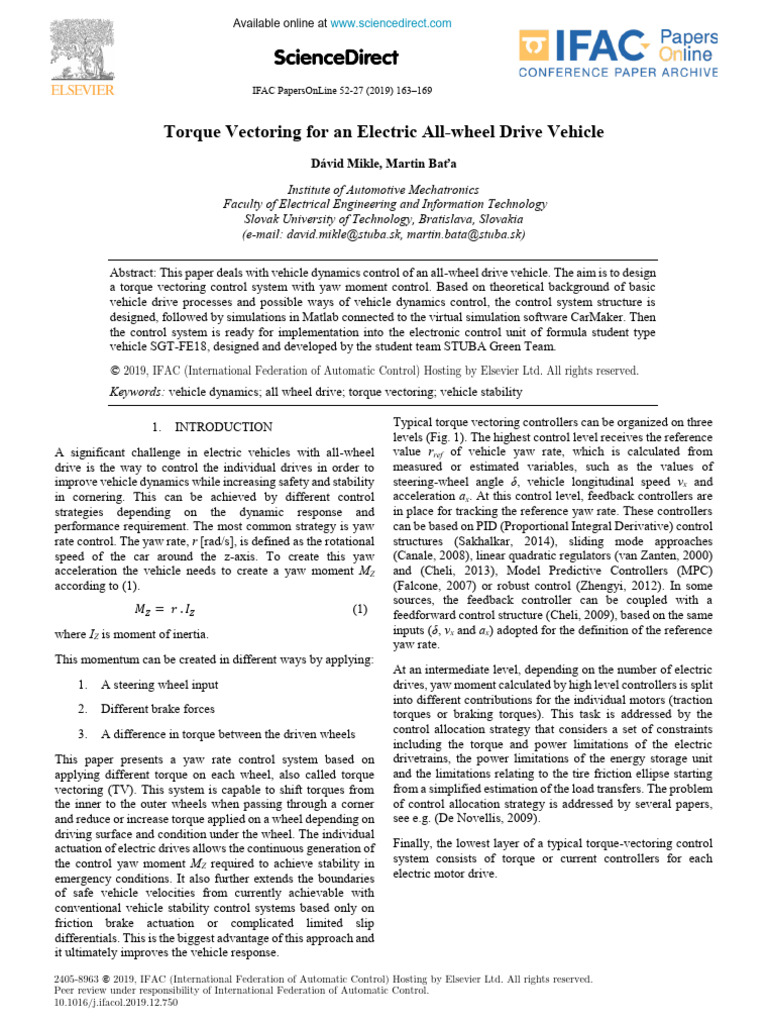 25 torque vectoring for an electric all wheel drive vehicle pdf