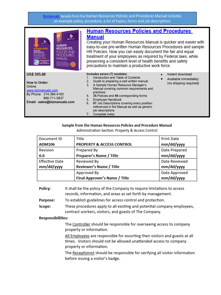 Bizmanualz Human Resources Policies and Procedures Sample | PDF ...