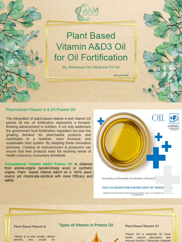 Plant-Based A&D3 Oil for Fortification | PDF | Vitamin | Vitamin A