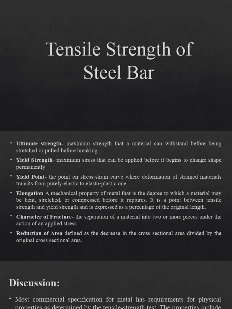 Tensile Strength Testing of Steel Bars | PDF | Strength Of Materials ...