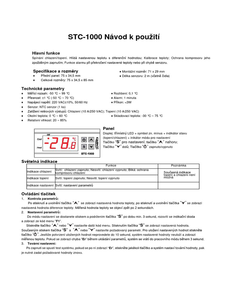 STC 1000 Manual | PDF