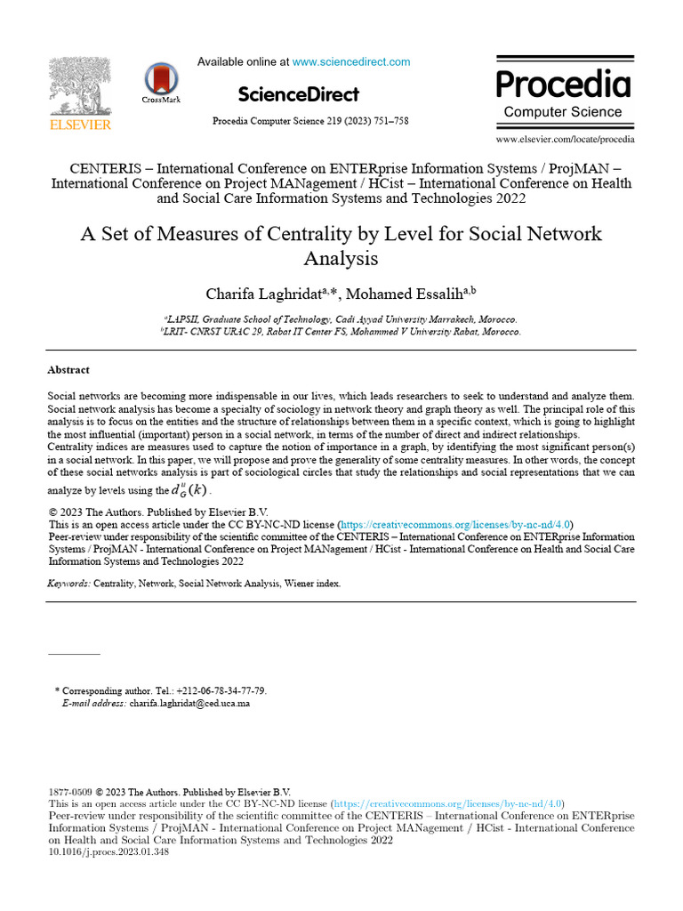 Centrality Measures in Social Networks | PDF | Vertex (Graph Theory ...