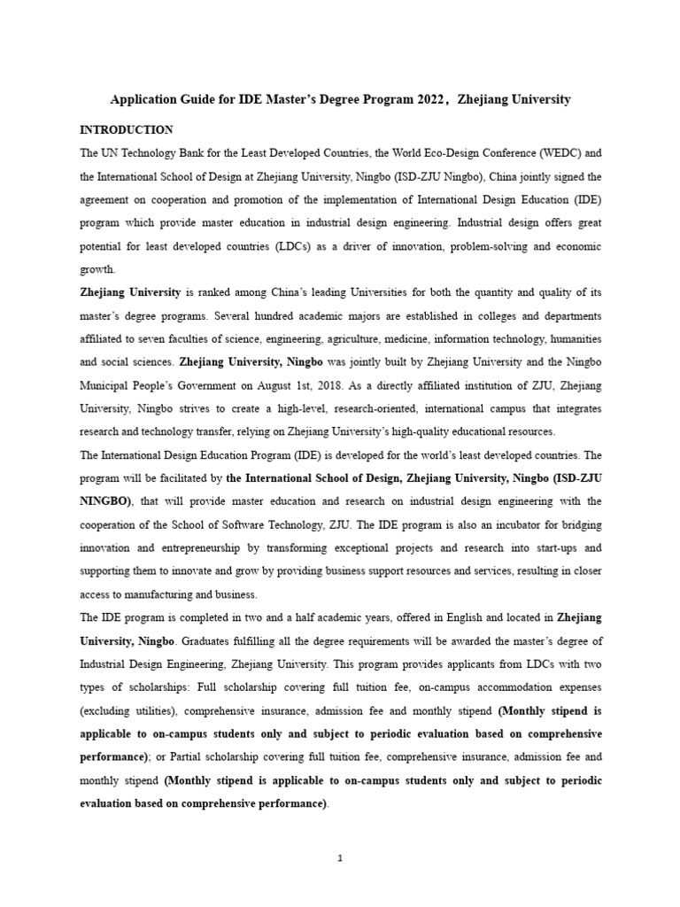 IDE Master's Program Application Guide | PDF | Test Of English As A ...