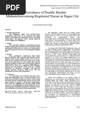 The Prevalence of Double-Burden  Malnutrition among Registered Nurses in Iligan City