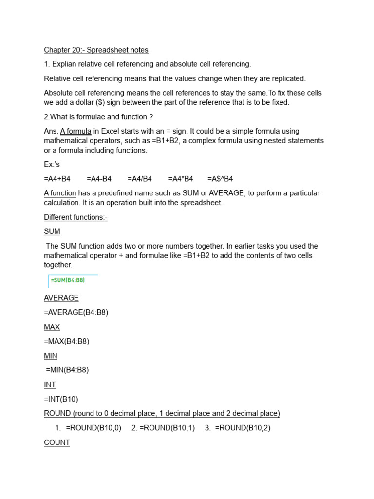 Ict igcse chapter 20 spread sheets notes pdf spreadsheet software
