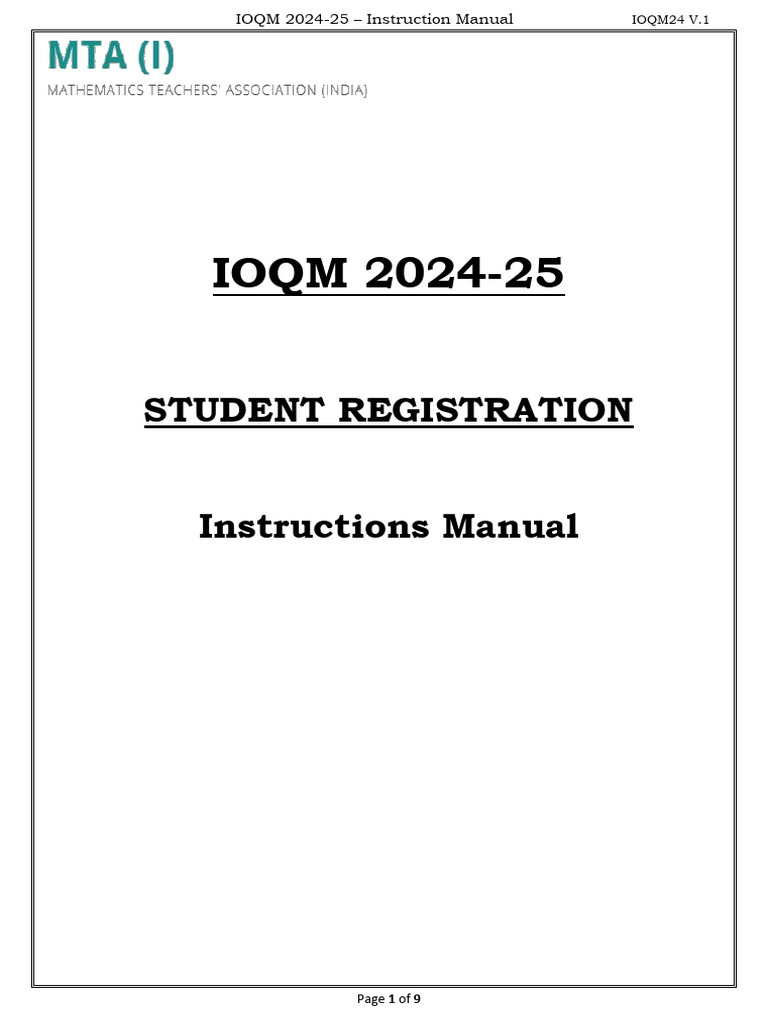 IOQM 2024-25 Student Registration Guide | PDF | Finance & Money Management