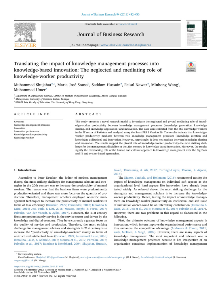 Translating The Impact of Knowledge Management Processes Into Knowledge ...