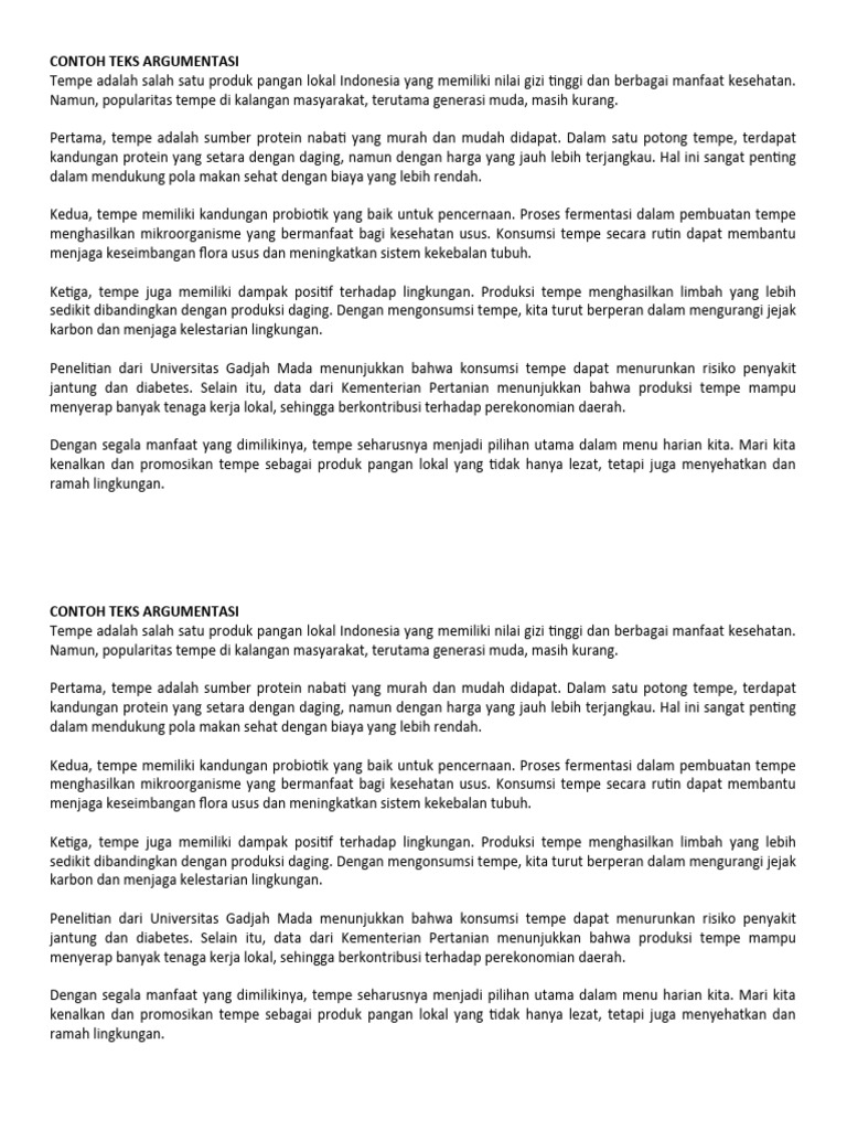 Argumentasi Tempe sebagai Pangan Lokal | PDF | Kesehatan Holistik