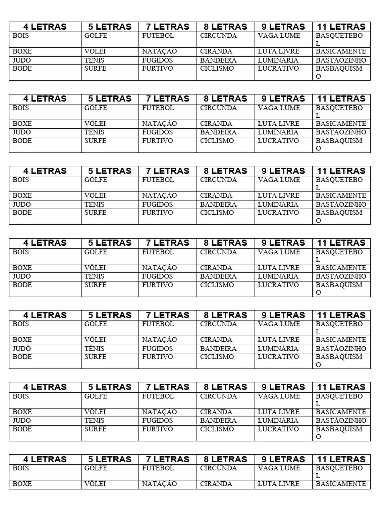 Esportes e Palavras de Quatro Letras | PDF | Esportes individuais ...