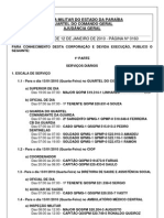 Escala de serviço da Polícia Militar da Paraíba para 13 de janeiro de 2010