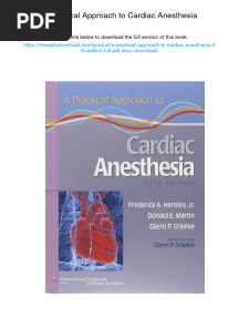 A Practical Approach To Cardiac Anesthesia. 5th Edition. ISBN 1451137443, 978-1451137446