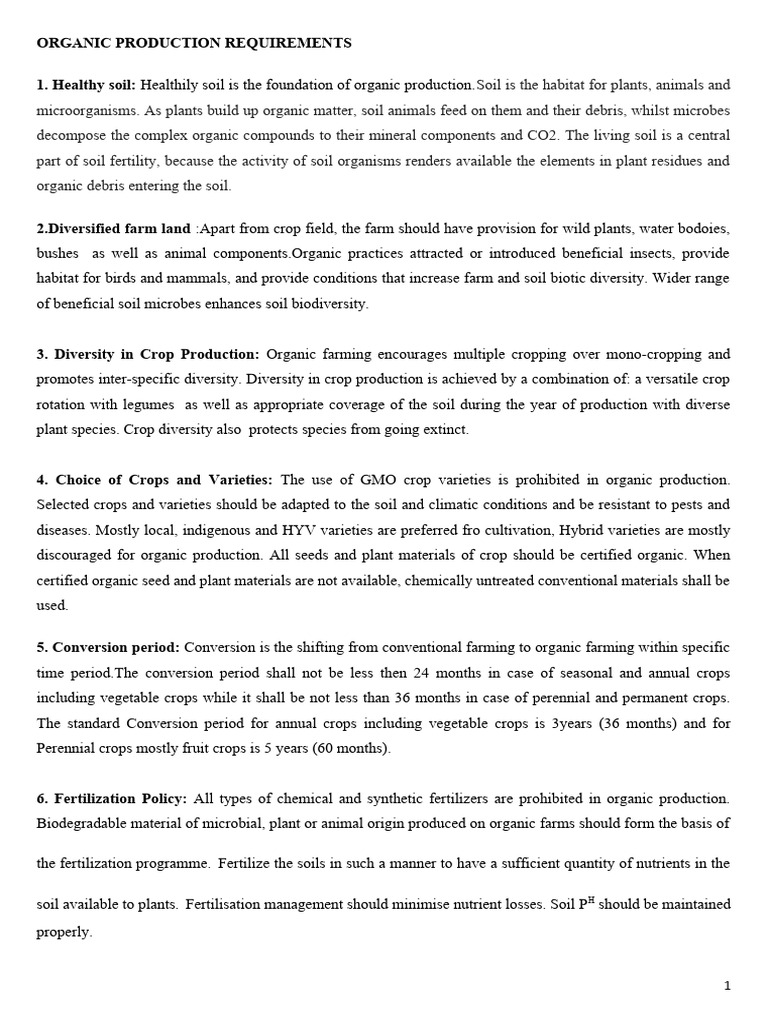 Organic Farming Production Standards | PDF | Organic Farming | Agriculture