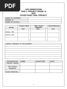 LO Grade 10 Term 3 Project 2024