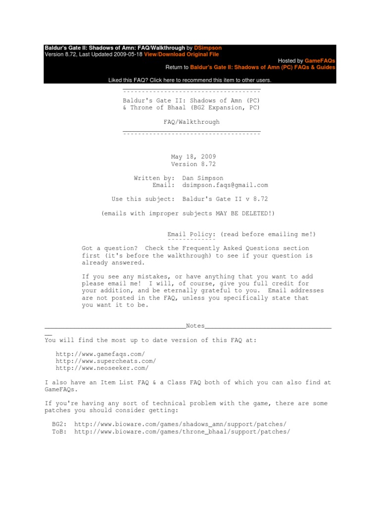 Baldurs Gate 2 Walk Through | PDF | D20 System | Role Playing Games