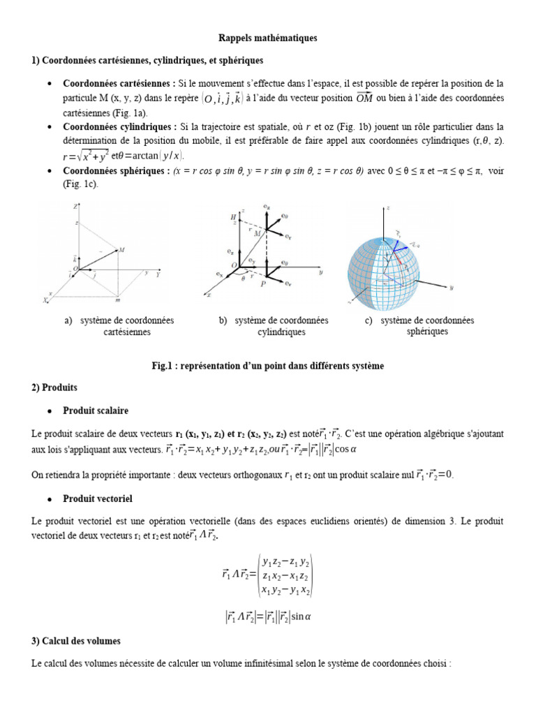 Coordonnées cartésiennes et sphériques PDF Coordonnées cartésiennes — free download
