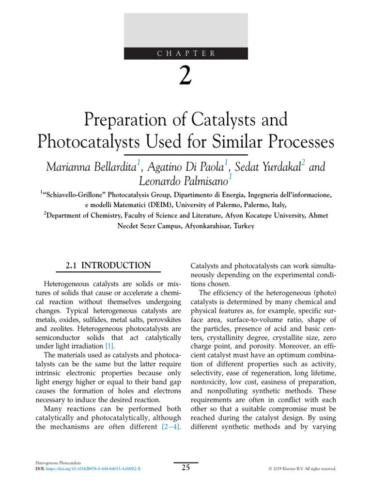 Catalyst and Photocatalyst Preparation Methods | PDF | Catalysis ...
