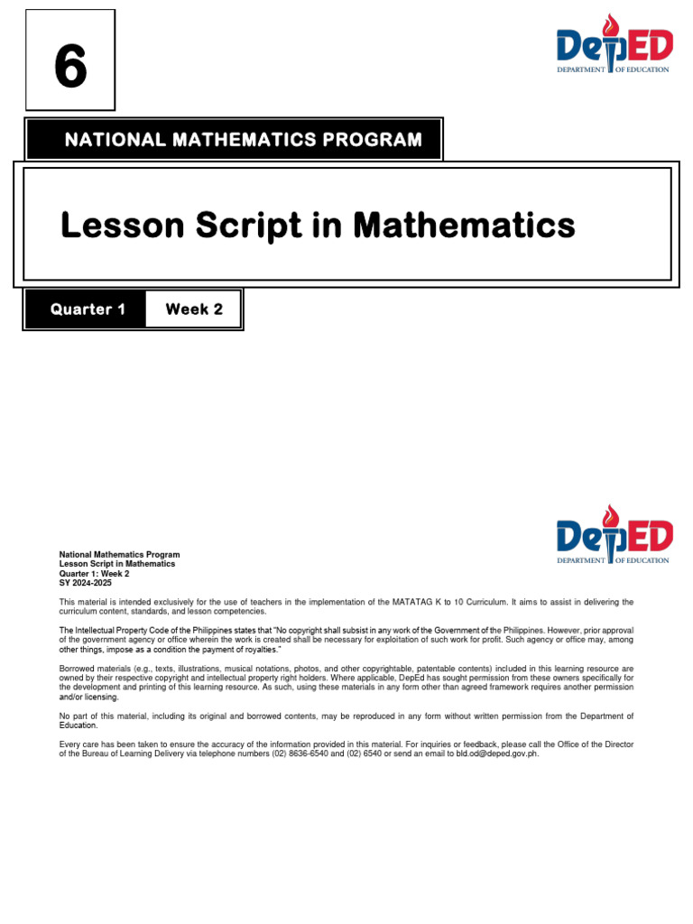 Lesson Script in Mathematics | PDF | Numbers | Copyright