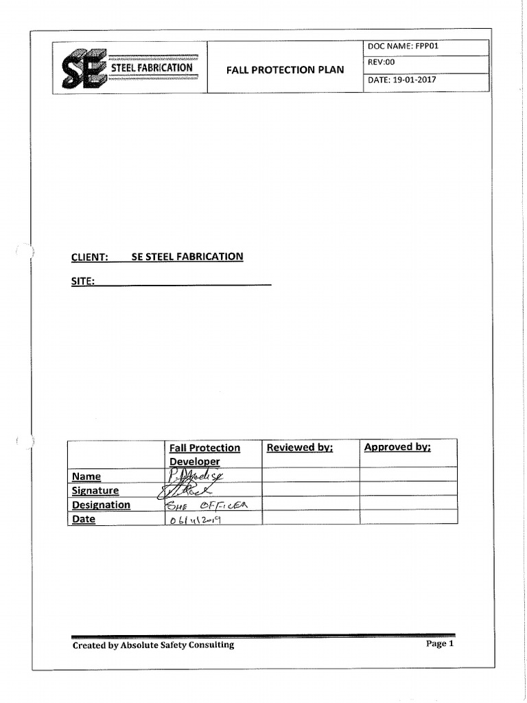 Fall Protection Plan | PDF