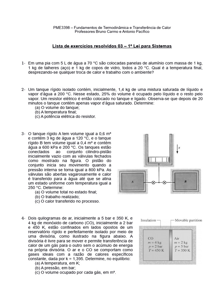 Exercícios de Termodinâmica e Calor | PDF | Calor | Temperatura