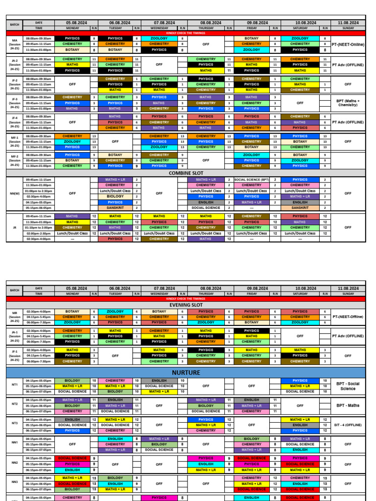 Weekly Class Schedule for Session 24-25 | PDF | Physical Sciences ...