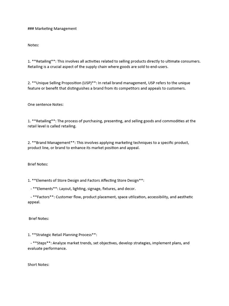 Principles of Marketing Notes | PDF | Retail | Marketing