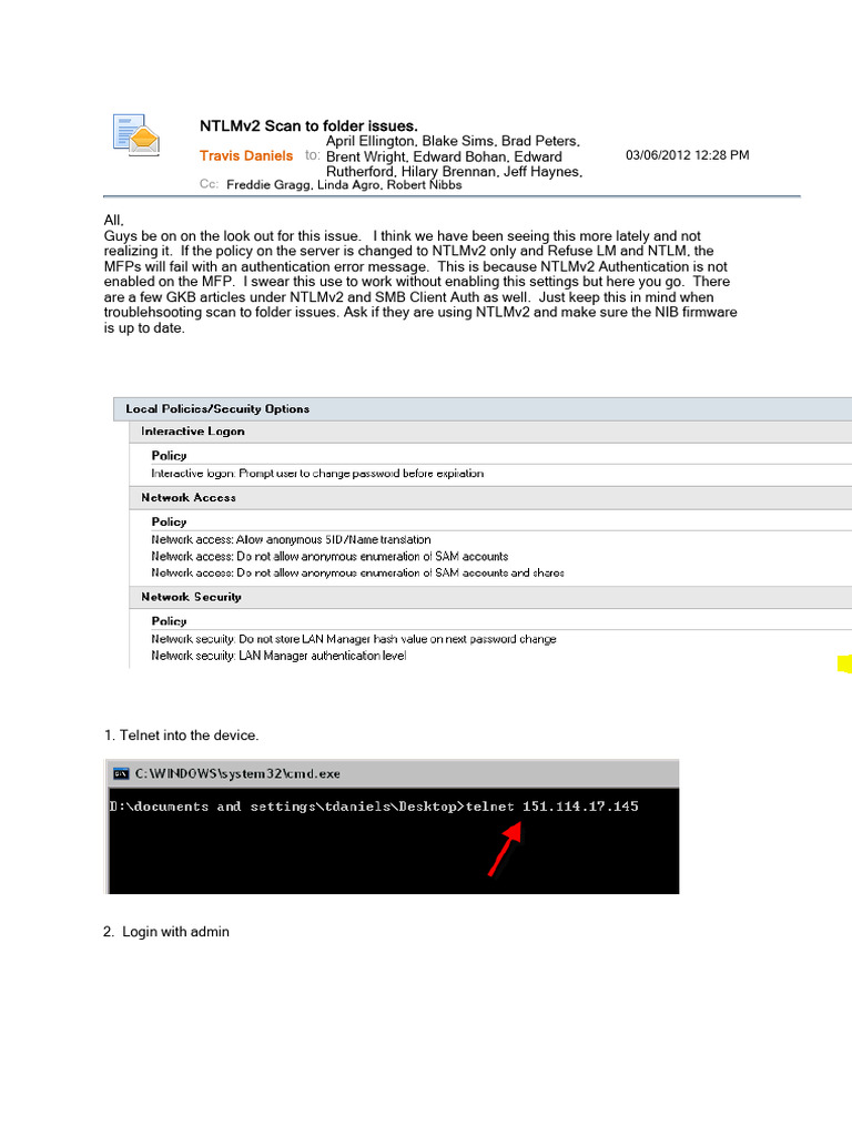 NTLMv2 Authentication for MFPs | PDF | Business