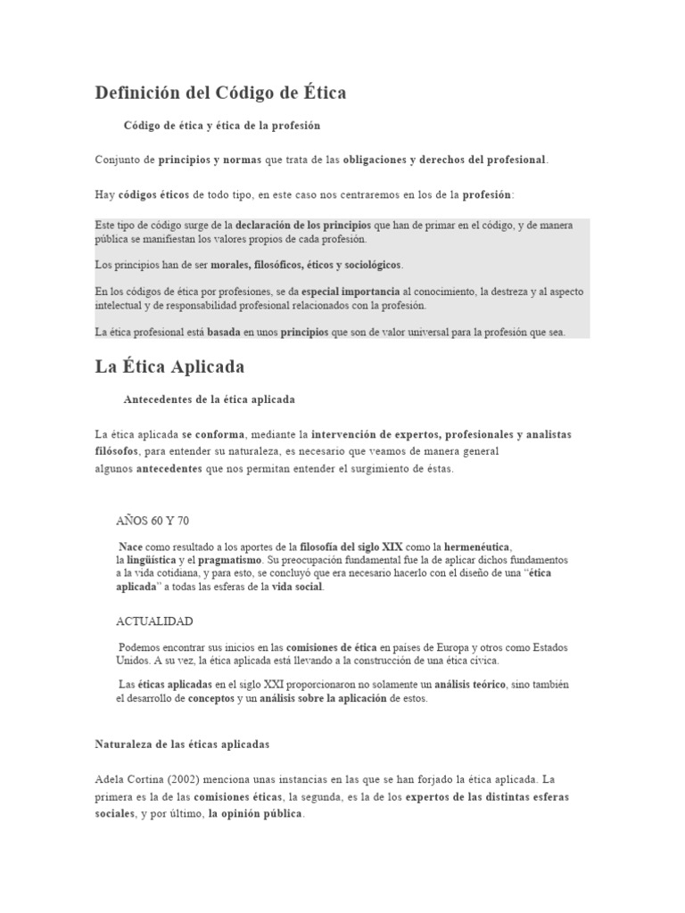 Definición Del Código de Ética Unidad 3 | PDF | Responsabilidad social ...